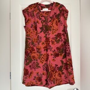 Anthropologie Pink and Orange Floral Dress